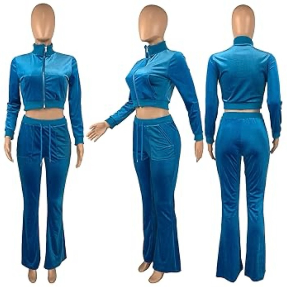 Women's Blue Velour Tracksuit